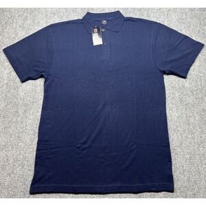 Vintage Regal Wear Polo Shirt Mens L Blue Solid 90's Y2K Short Sleeve Cotton New
